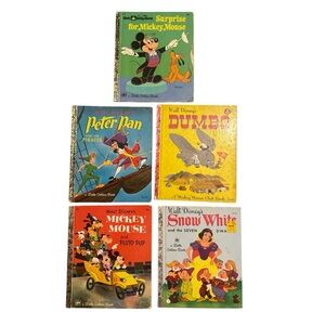 Vintage Walt Disney Little Golden Books- Set of 5